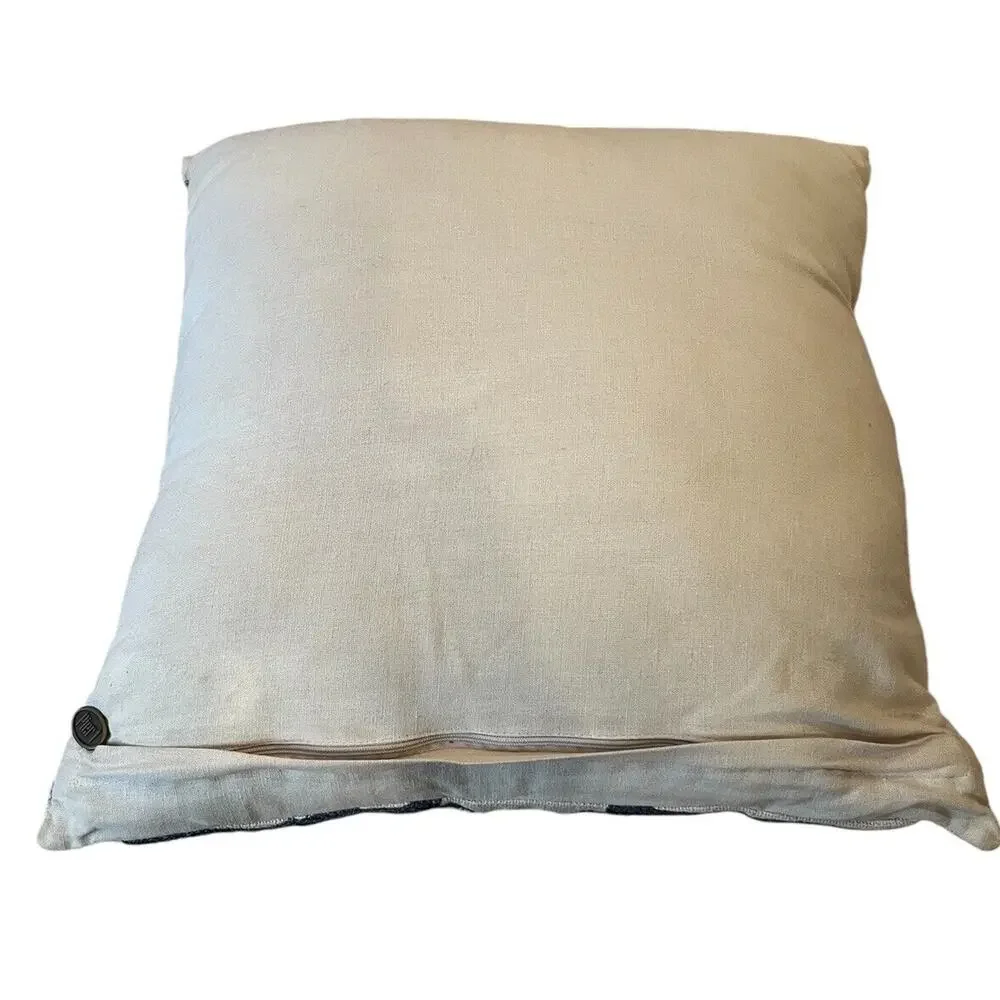 Pier One Imports Toss Pillow Embroidery Like Decor 17x17” Blue Green Beige Olive